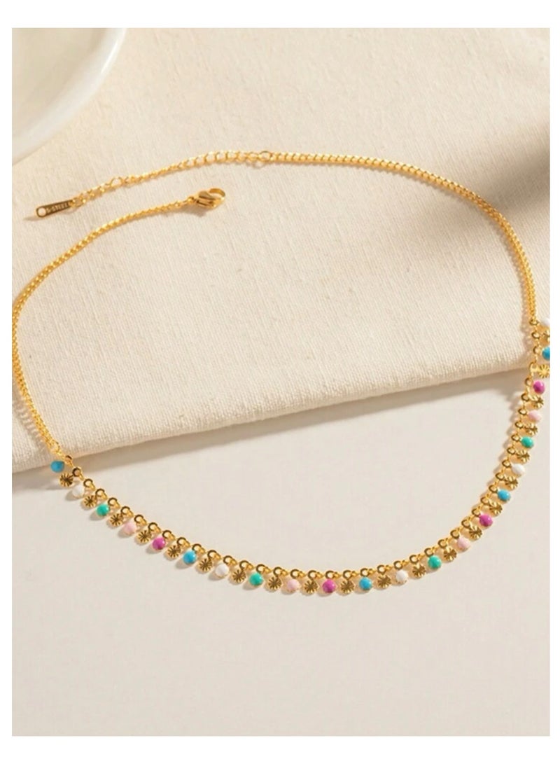 إيكوال سلسال نسائي مصنوع من الاستانلس ستيل مطلي باللون الذهبي عيار 18 - Image 5