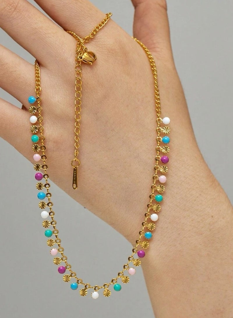 إيكوال سلسال نسائي مصنوع من الاستانلس ستيل مطلي باللون الذهبي عيار 18 - Image 2