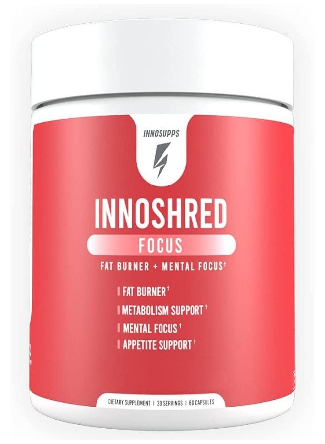 INNOSUPPS Inno Shred Focus Advanced Fat Burner, Appetite Suppressant, Weight Loss Support (60 Veggie Capsules)