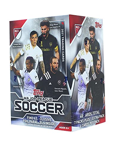 Topps 2021 Topps MLS Soccer Blaster Box of Packs with 4 Exclusive Foil Parallel Cards - Image 1