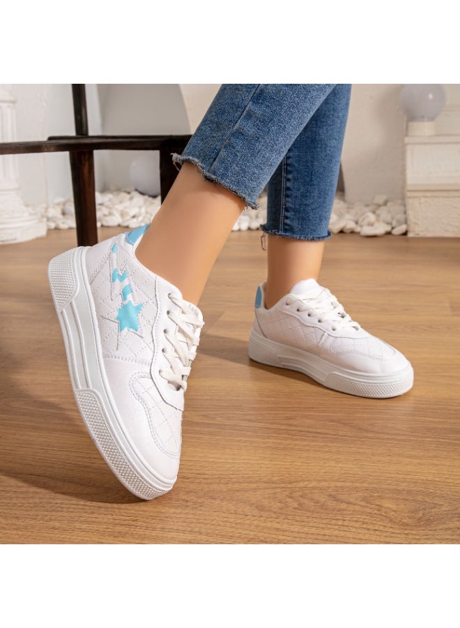 High quality leather women's sneaker NR-418-BABY BLUE