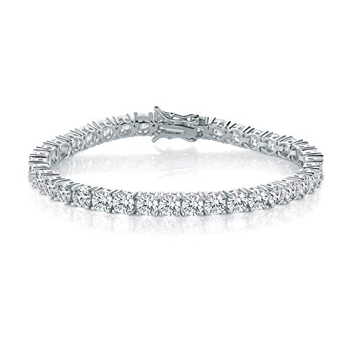 MDFUN Tennis Bracelet for Women and Men 3mm Cubic Zirconia 18K White Gold Plated Size 6 inches - Image 1