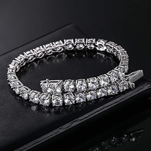 MDFUN Tennis Bracelet for Women and Men 3mm Cubic Zirconia 18K White Gold Plated Size 6 inches - Image 5