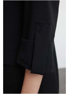 trendyol Black Blazer Jacket with Rolled Sleeves and Epaulettes TWOAW25BC00004  - Image 4