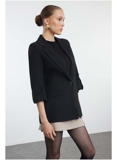 trendyol Black Blazer Jacket with Rolled Sleeves and Epaulettes TWOAW25BC00004  - Image 1