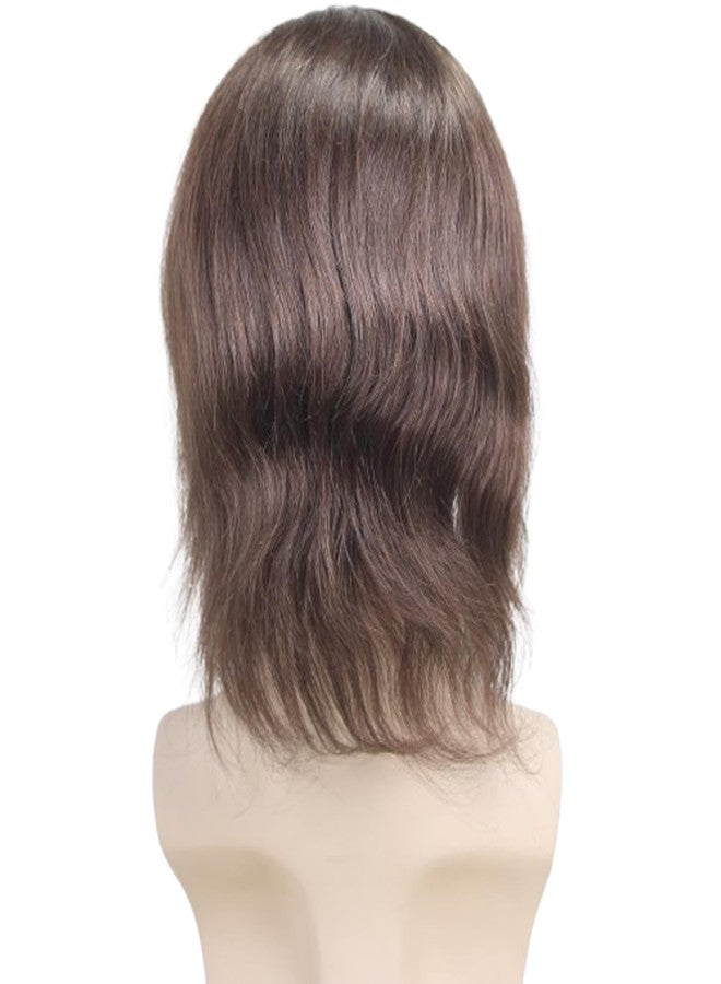 Voloria Swiss Lace Front with PU Men's Toupee Man Hairpieces Human Hair Replacement System for Men 4.5x7inch 10inches Long Hair 3# Dark Brown Color - Image 4