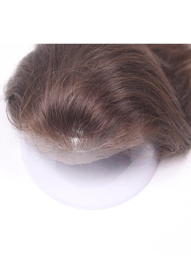 Voloria Swiss Lace Front with PU Men's Toupee Man Hairpieces Human Hair Replacement System for Men 4.5x7inch 10inches Long Hair 3# Dark Brown Color - Image 5