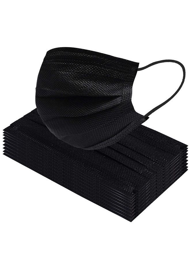 Biwisy 50pcs 3-Ply Disposable Face Mask Breathable Black Masks of 50 PCS Black  - Image 2