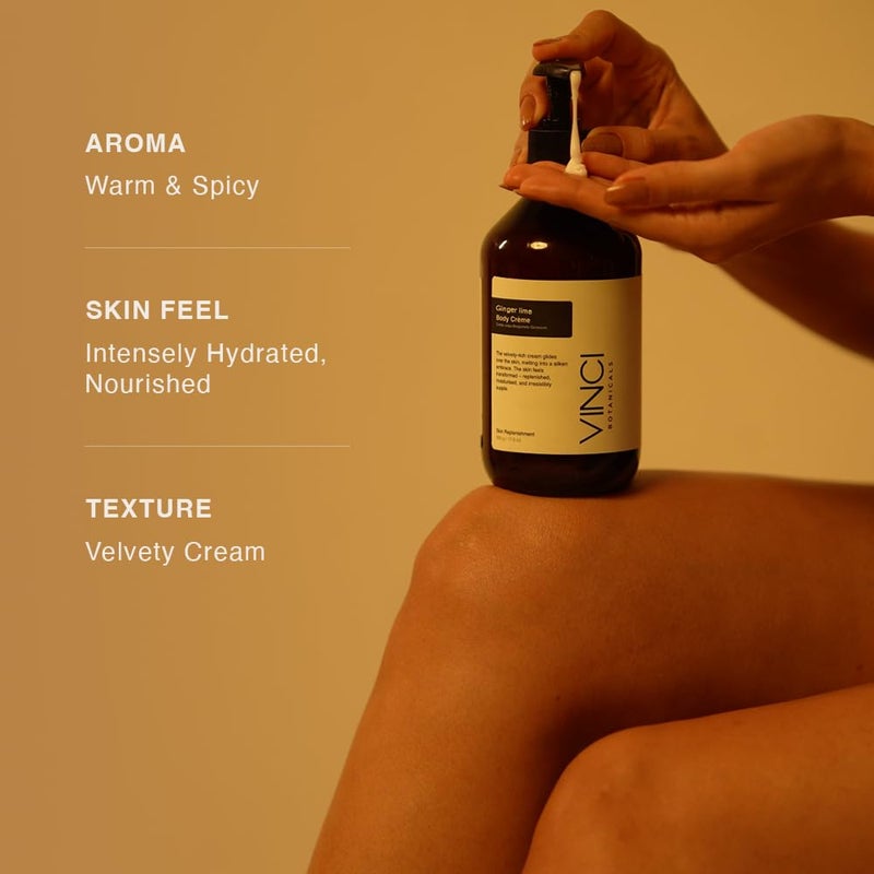 Vinci Botanicals كريم الجسم العطري من فينشي بوتانيكالز بالزنجبيل والليمون مرطب للجسم مع زيوت أساسية وزبدة ترطيب مكثف لجميع أنواع البشرة نباتي خالي من القسوة خالي من البارابين 500 جرام - Image 3