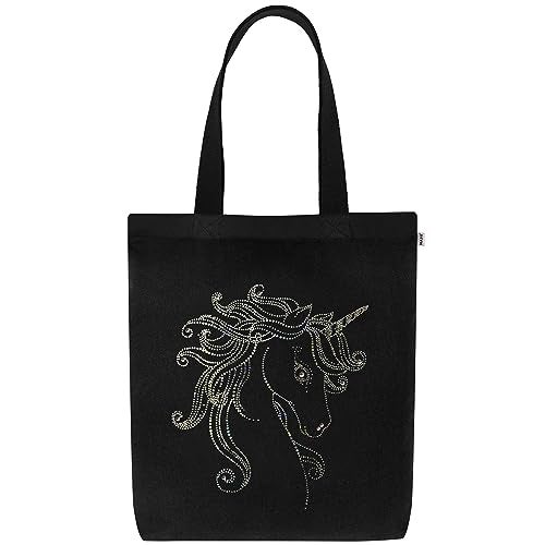 MASQ By Q-One Canvas Unicorn Embroidered Utility Tote Bags For Women With Zip, College Bag For Girls, 100% Organic Cotton Tote Bag For Traveling & Daily Use - Image 1