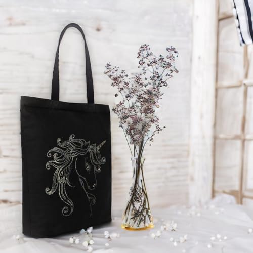 MASQ By Q-One Canvas Unicorn Embroidered Utility Tote Bags For Women With Zip, College Bag For Girls, 100% Organic Cotton Tote Bag For Traveling & Daily Use - Image 2