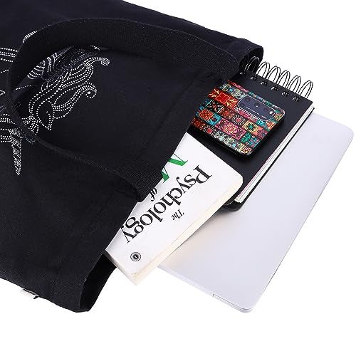 MASQ By Q-One Canvas Unicorn Embroidered Utility Tote Bags For Women With Zip, College Bag For Girls, 100% Organic Cotton Tote Bag For Traveling & Daily Use - Image 4