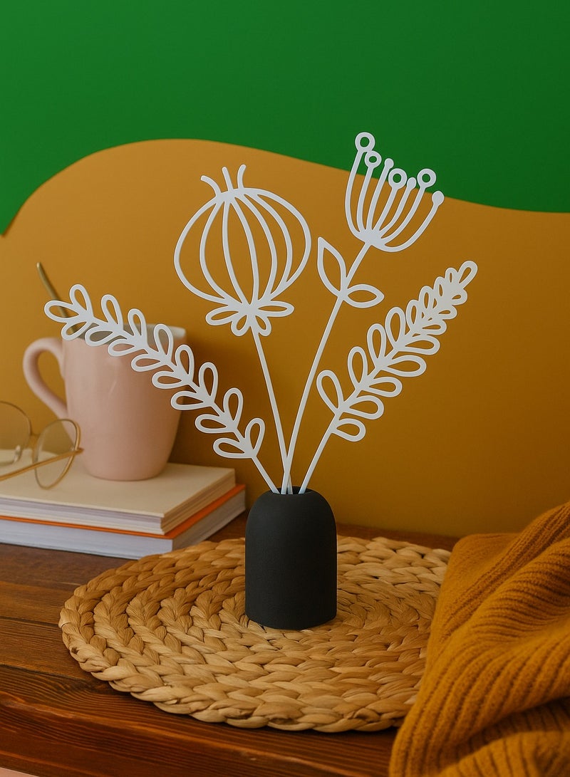 أخوة ثلاثي الأبعاد مزهرية صغيرة مع زهور خالدة – زهور صناعية في مزهرية أنيقة - Image 1