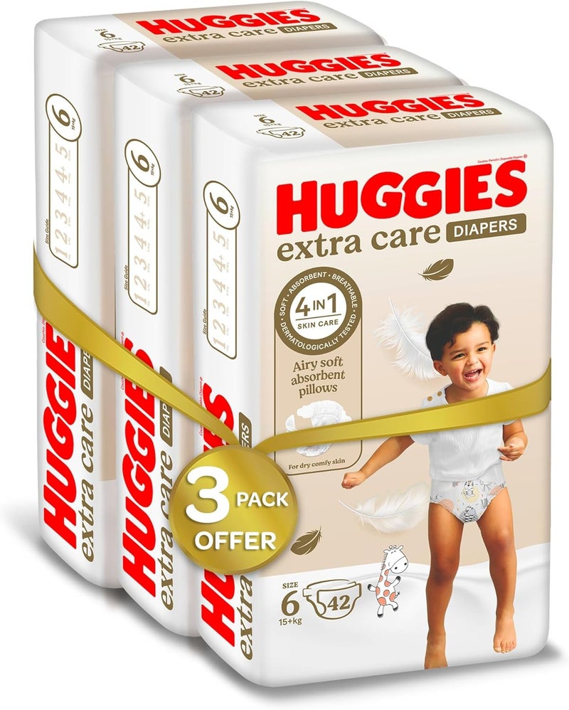 HUGGIES حفاضات هجيز إكسترا كير مقاس 6 - عبوة سوبر ميغا - Image 2