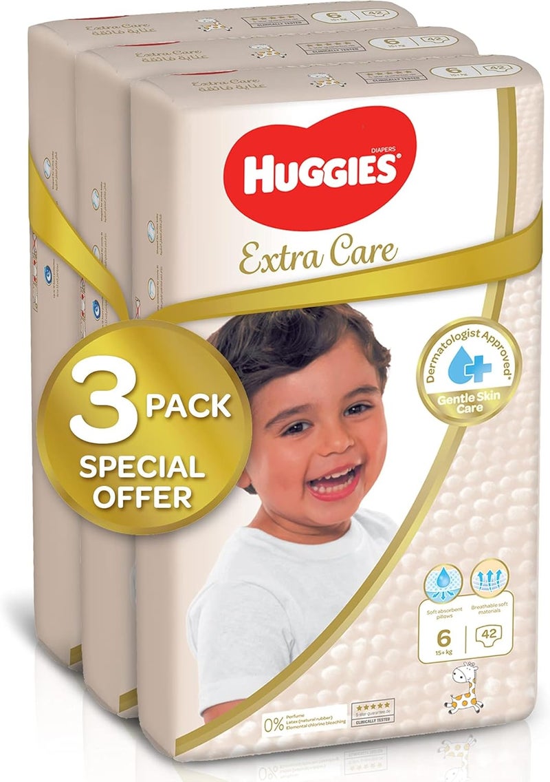 HUGGIES حفاضات هجيز إكسترا كير مقاس 6 - عبوة سوبر ميغا - Image 3