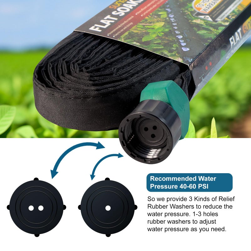 Suneed 4 Pack Flat Soaker Hose 25FT for Garden Beds, Lightweight Drip Soaker Hose 100 ft for Foundation Watering of Plants â€“ Garden Sprinkler Soaker Hoses with Heavy Duty & Easy to Install (25ftx4) - Image 4