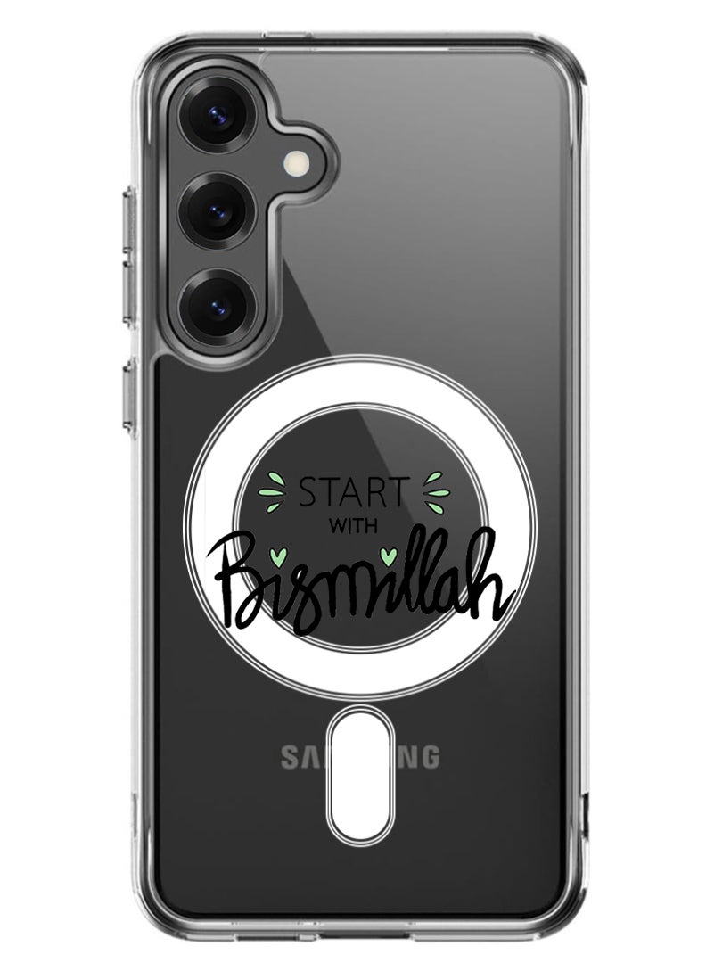 Theodor Magnetic Case for Samsung Galaxy S25 Plus 6.7-inch Compatible with MagSafe Wireless Charging, Shockproof Phone Bumper Cover Start with Bismillah Black  - Image 1