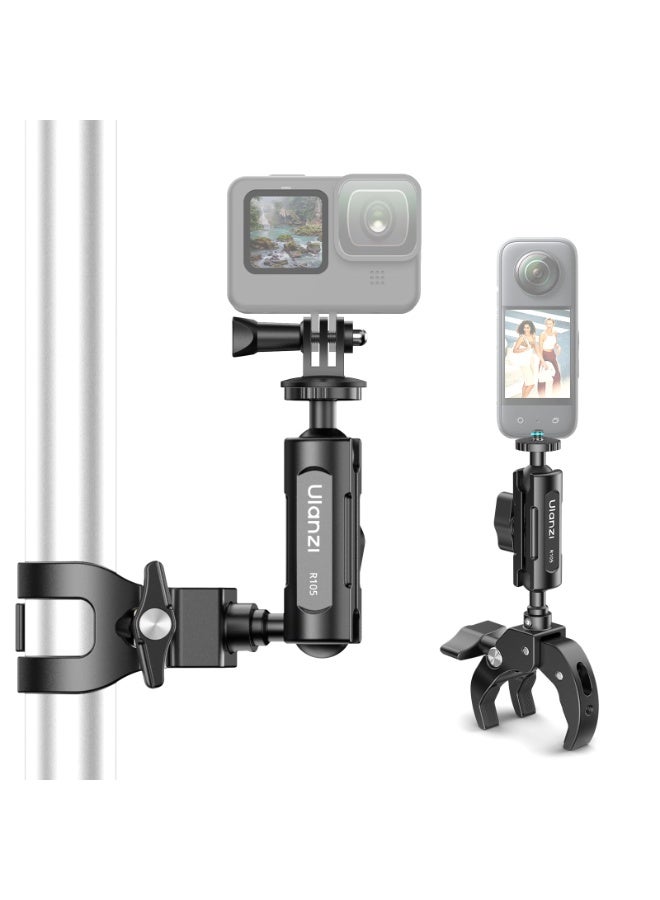 ULANZI R105 Super Clamp Camera Mount with 360° Dual Ballhead Magic Arm, Sturdy Y-Shaped 3-Claw Camera Clamp Mount for GoPro Hero 13/12/11/10/9, Insta360 X5/X4, DJI Osmo Pocket 3/2 Action 5 Pro/4