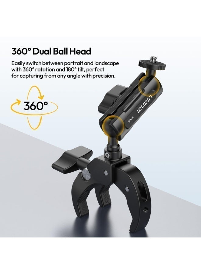 يولانزي حامل كاميرا ULANZI R105 Super Clamp مع ذراع سحري مزدوج الرأس دوار 360 درجة، حامل كاميرا قوي على شكل حرف Y بثلاثة مخالب لكاميرات GoPro Hero 13/12/11/10/9، وInsta360 X5/X4، وDJI Osmo Pocket 3/2 Action 5 Pro/4 - Image 4