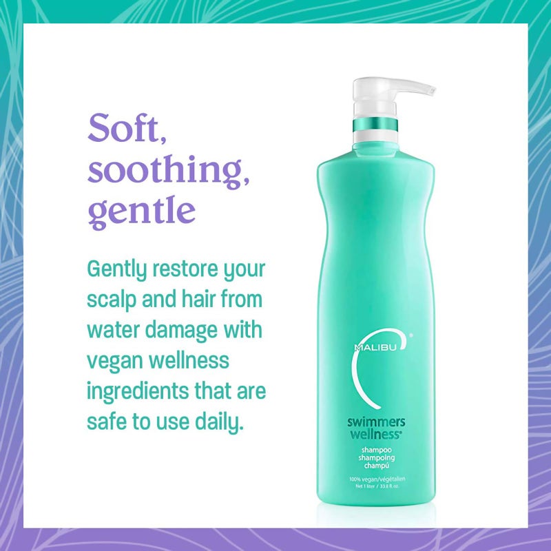Malibu C Swimmers Wellness Clarifying Shampoo for Chlorine & Hair Build Up - Adults & Kids Swim Shampoo to Help Protect Against Pool Element Damage, Retain Moisture, Restore Shine & Texture (33.8oz) - Image 4
