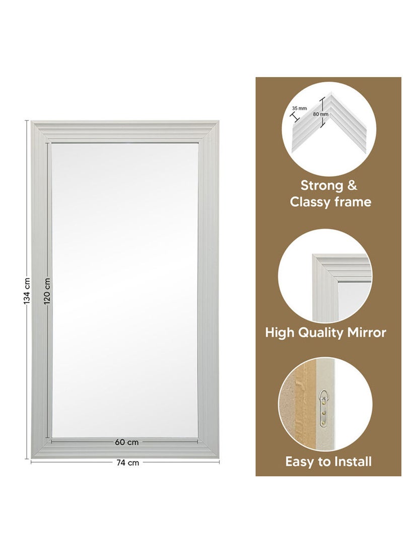 Decorhills Stand Mirror with Thin Frame – Full-Length 60x120cm, HD Glass, Versatile Standing or Wall-Mounted, Elegant Arched Design, Ideal for Bedroom, Living Room, Modern Home Décor Durable PVC, White Frame - Image 3