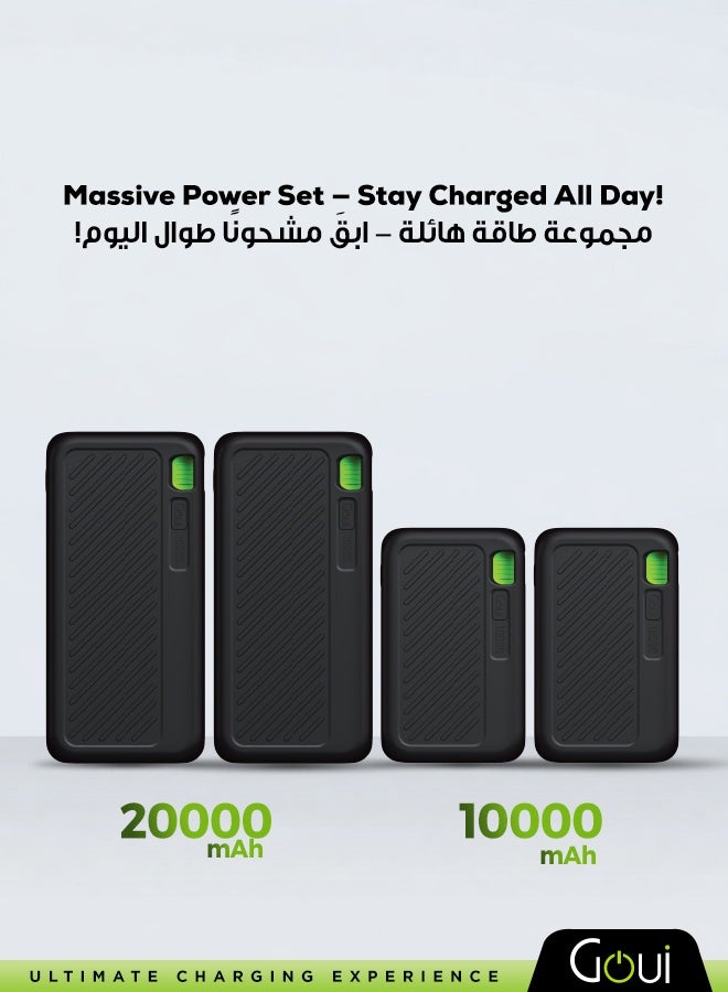 جوي بكج العودة للمدارس يحتوي على باور بانك سينقي (عدد 2 بسعة 20,000 ملي أمبير + عدد 2 بسعة 10,000 ملي أمبير) | شواحن متنقلة عالية السعة | ثلاثي المخارج (منفذان Type-C + منفذ USB-A) | تصميم مدمج و صغير الحجم يدعم الشحن المتزامن للهواتف الذكية و الأجهزة اللوحية وأجهزة الألعاب و سماعات البلوتوث و المزيد | تصميم مناسب للسفر لتوفير الطاقة أثناء التنقل 10000 mAh - Image 2
