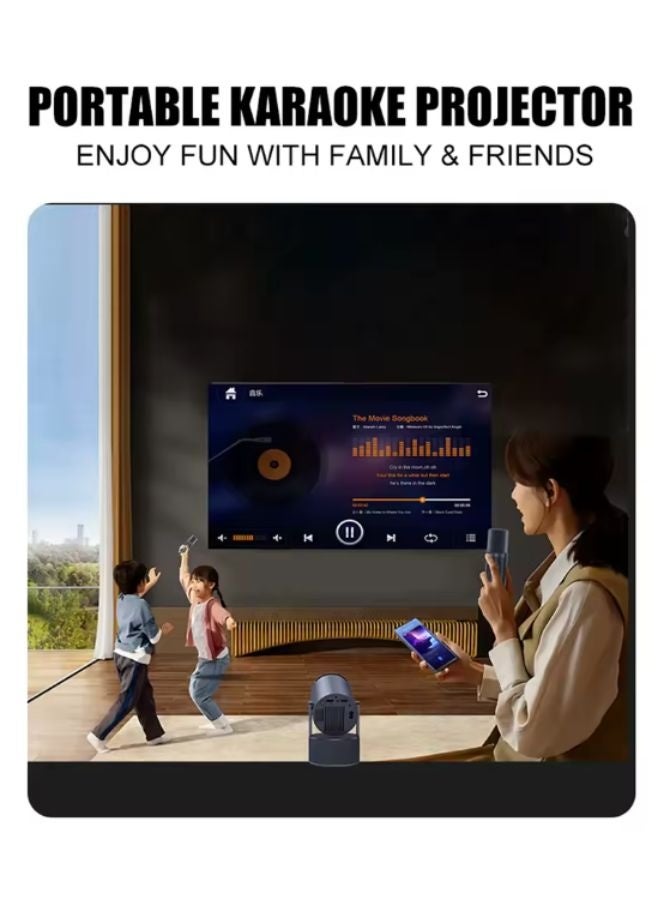 Smartbarry HT5 Pro Karaoke Portable Projector Support 4K 1080P Mini Projector with WiFi & Bluetooth Portable Premium Android 11 Projector, 180° Rotatable Stand, Dust Removal & Heat Dissipation Design for Home Theater, Office, Gaming and Business Black - Image 5