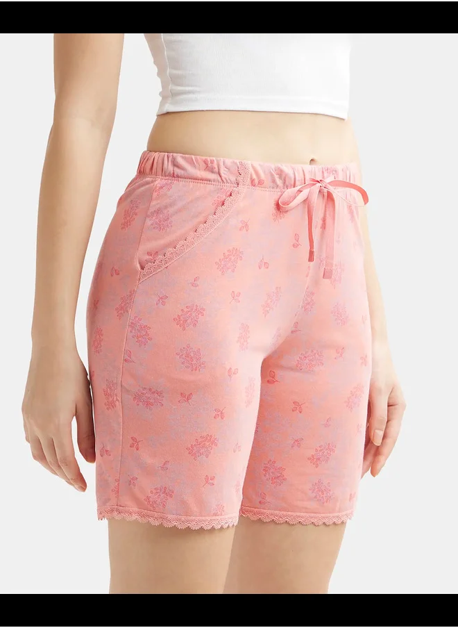 جوكي Jockey RX10 Women's Micro Modal Cotton Relaxed Fit Printed Shorts with Lace Trim Styled Side Pockets