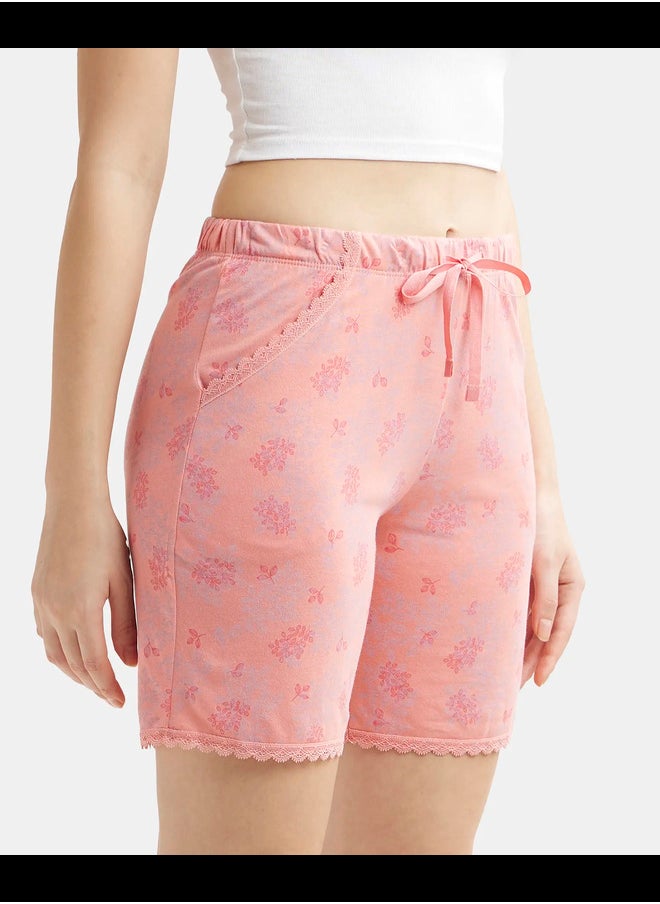 JOCKEY Jockey RX10 Women's Micro Modal Cotton Relaxed Fit Printed Shorts with Lace Trim Styled Side Pockets  - Image 1