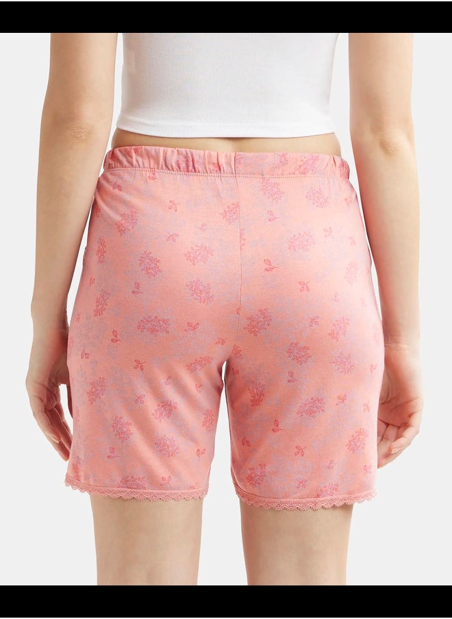 JOCKEY Jockey RX10 Women's Micro Modal Cotton Relaxed Fit Printed Shorts with Lace Trim Styled Side Pockets  - Image 3