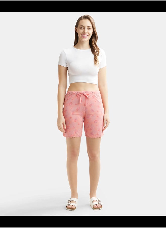 JOCKEY Jockey RX10 Women's Micro Modal Cotton Relaxed Fit Printed Shorts with Lace Trim Styled Side Pockets  - Image 4
