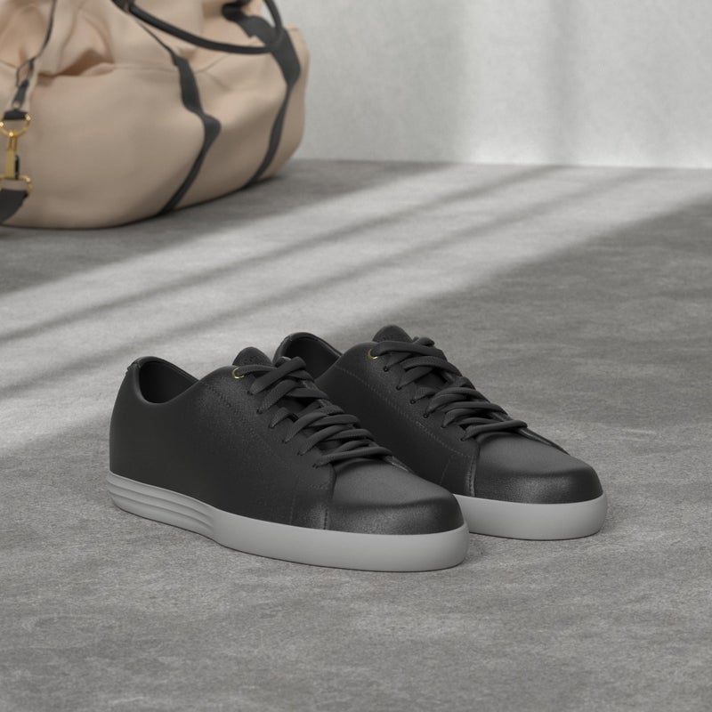 COLE HAAN حذاء كول هان للرجال غراند كروس كورت II، أسود جلد/أبيض، 7 عريض - Image 2