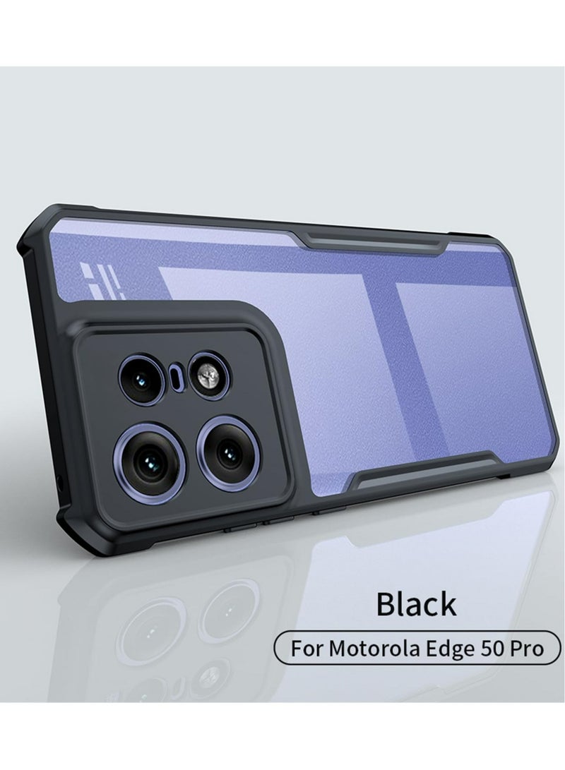 Case Cover For Motorola Edge 50 Pro 5G , Ultra-Thin Lightweight Cover Soft TPU Bumper + Acrylic Clear Back Mobile Phone Case Cover Black  - Image 2