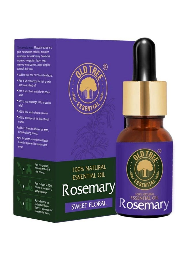 Old Tree - Rosemary Essential Oil For Hair Growth For Women & Men (15Ml) - Pure And Natural Oil With Dropper For Skin, Body, Diffuser, Aroma Therapy & Relaxation - Image 1