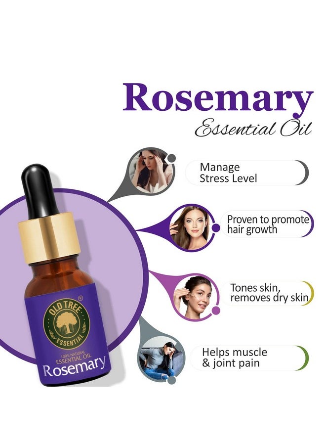 Old Tree - Rosemary Essential Oil For Hair Growth For Women & Men (15Ml) - Pure And Natural Oil With Dropper For Skin, Body, Diffuser, Aroma Therapy & Relaxation - Image 1