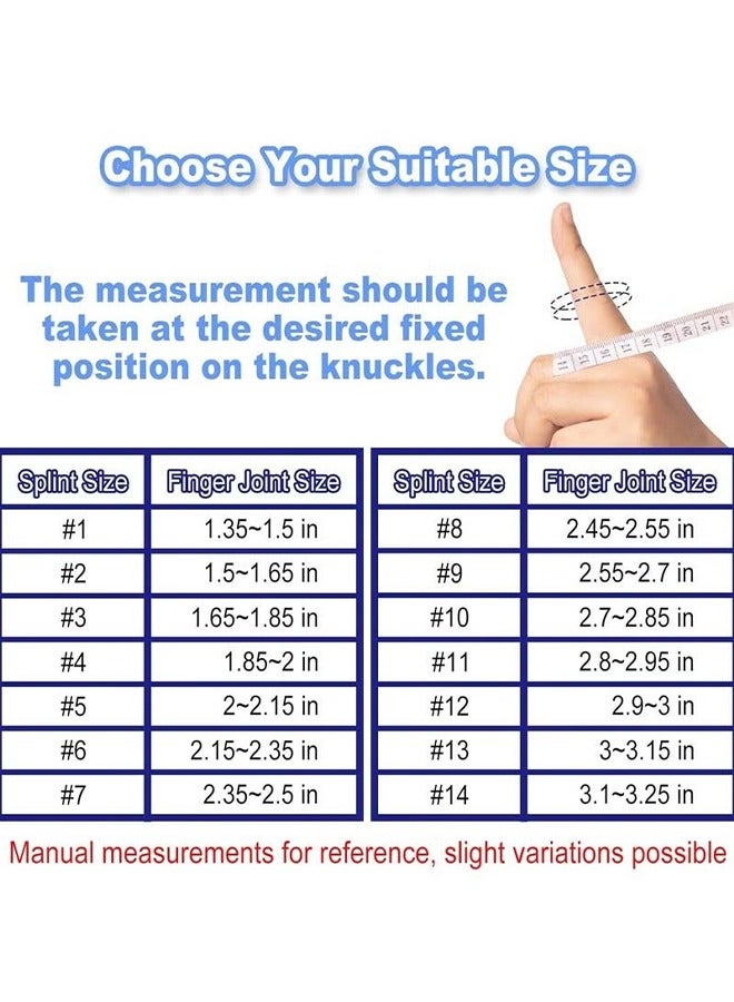 Oval Finger Splint 14pcs, Sizes 1-14, Mallet Finger Splint Trigger Finger Splint for Thumb Middle Ring Index Pinky, Straighten Crooked Fingers Mallet Finger Protcet Trigger Finger Limit Hypermobility - Image 4