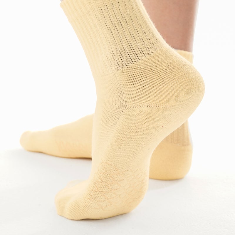 Elementa Crew Socks 6 Pairs – Cream Beige Cotton Blend Socks with Arch Support, Seamless Toe Design & Breathable Odor Control for Everyday Comfort - Image 5