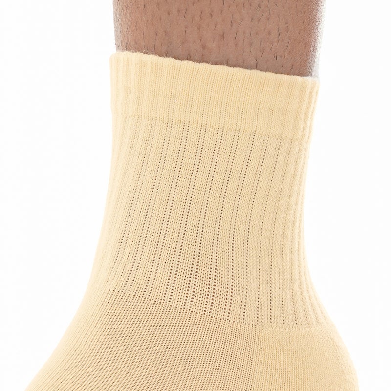 Elementa Crew Socks 6 Pairs – Cream Beige Cotton Blend Socks with Arch Support, Seamless Toe Design & Breathable Odor Control for Everyday Comfort - Image 2