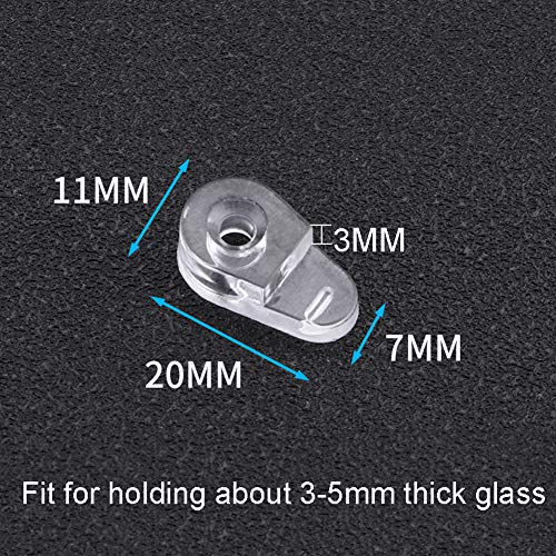 lasenersm 30 Pieces Glass Door Retainer Clips with Screw Glass Retainer Clips Kit Glass Panel Clips Glass Corner Buckle Cabinet Clips Mirror Holder Clips for Glass Cabinet Doors, Clear, 20 x 11mm - Image 3