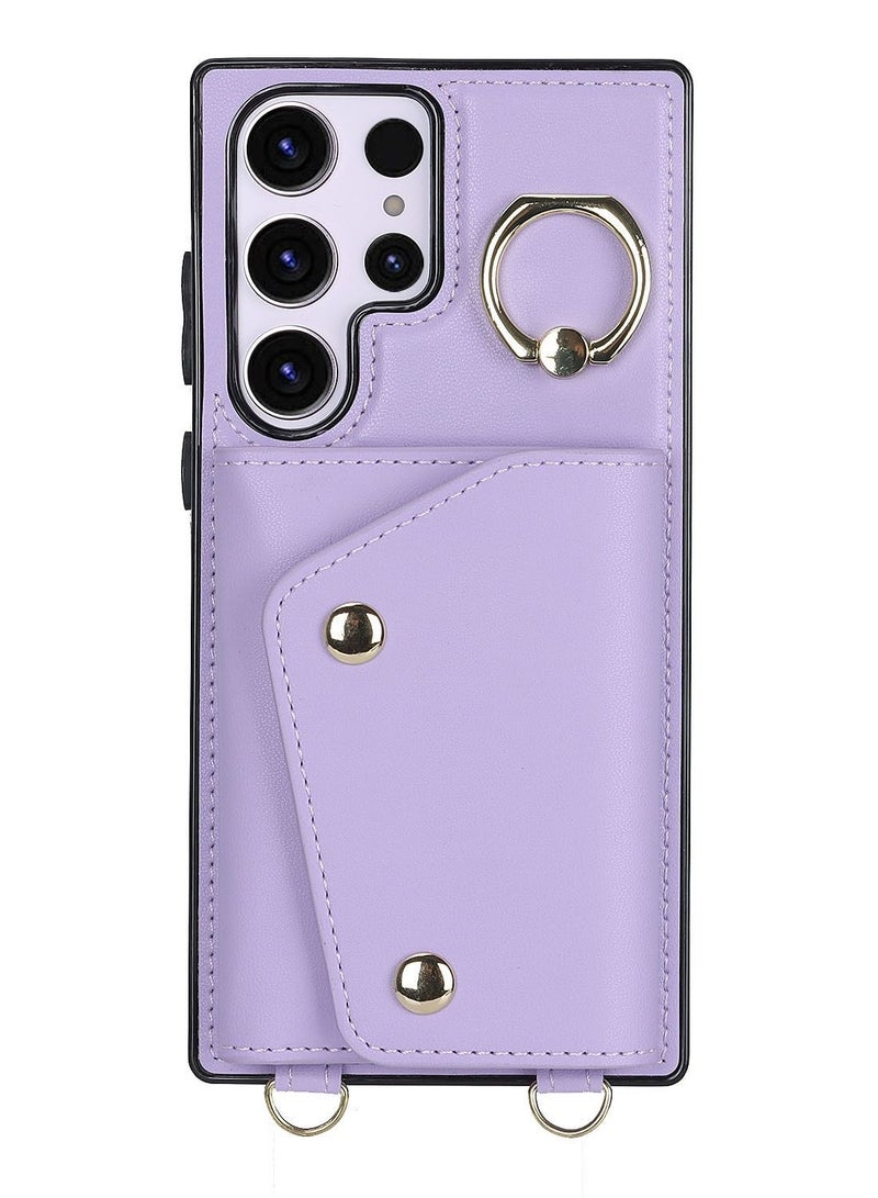 Suteni Flip Cover Crossbody Band Card Slots Leather Phone Case for Samsung - Image 1