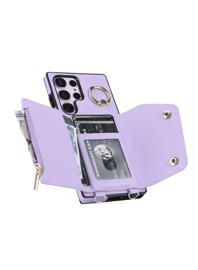 Suteni Flip Cover Crossbody Band Card Slots Leather Phone Case for Samsung - Image 3