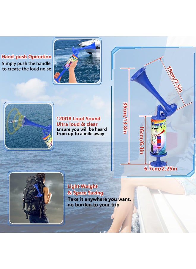 Generic Handheld Air Horn, Super Loud Noisemakers Bear Horn Self Defense Reusable Air Pump Horns Sports and Marine Signal Safety Alarm Horn for Boating, Sports Events, Graduation, Birthday Parties (BLUE -2PCS )  - Image 2