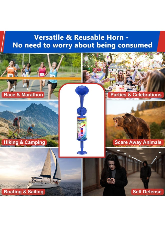 Generic Handheld Air Horn, Super Loud Noisemakers Bear Horn Self Defense Reusable Air Pump Horns Sports and Marine Signal Safety Alarm Horn for Boating, Sports Events, Graduation, Birthday Parties (BLUE -2PCS )  - Image 3