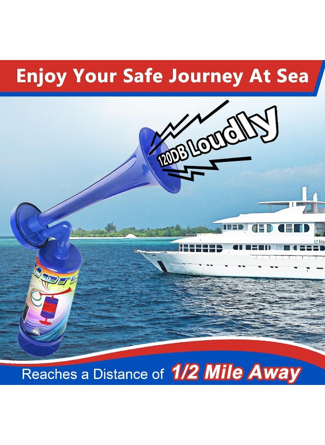 Generic Handheld Air Horn, Super Loud Noisemakers Bear Horn Self Defense Reusable Air Pump Horns Sports and Marine Signal Safety Alarm Horn for Boating, Sports Events, Graduation, Birthday Parties (BLUE -2PCS )  - Image 4