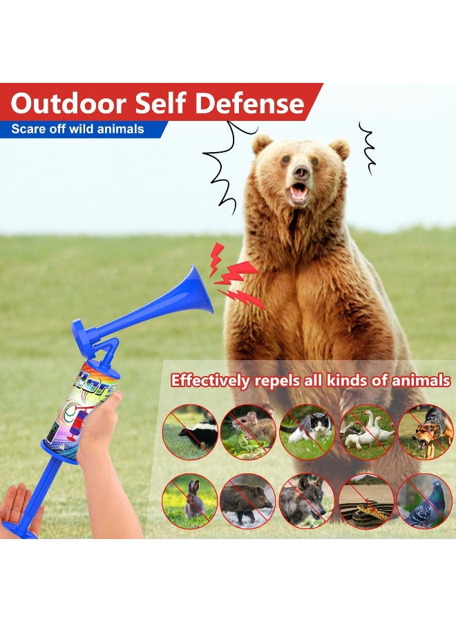 Handheld Air Horn, Super Loud Noisemakers Bear Horn Self Defense Reusable Air Pump Horns Sports and Marine Signal Safety Alarm Horn for Boating, Sports Events, Graduation, Birthday Parties (BLUE -2PCS )