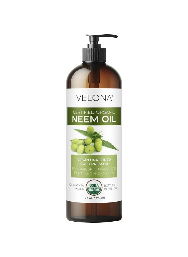 velona Neem Oil USDA Certified Organic - 16 fl oz | 100% Pure and Natural Carrier Oil | Virgin, Unrefined, Cold Pressed | Hair, Body and Skin Care | Use Today - Enjoy Results - Image 1