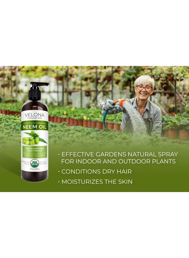 velona Neem Oil USDA Certified Organic - 16 fl oz | 100% Pure and Natural Carrier Oil | Virgin, Unrefined, Cold Pressed | Hair, Body and Skin Care | Use Today - Enjoy Results - Image 3