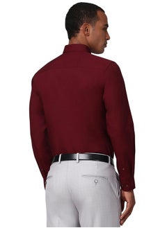 Peter England Peter England Men's Slim Fit Shirt (PESFMSLB801057_Maroon  - Image 3