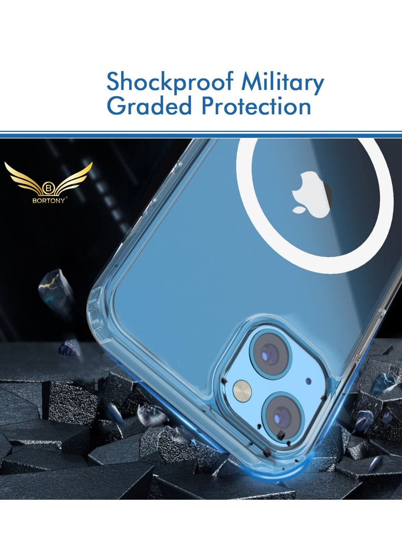 iPhone 14 Plus Magsafe Protective Case Clear with Shock Absorption Anti Scratch TPU Precise Cutouts Fit Crystal Magnetic Cover Design for Apple iPhone 14 Plus 6.7 inch in All Directions Transparent