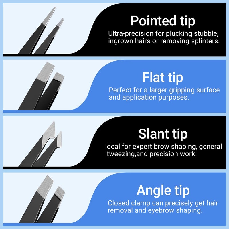 TsMADDTs Eyebrow Kit, 8 in 1 Eyebrow Trimmer Scissors, Tweezers for Women, Razor, Brush with Travel Bag, Tweezers Set for Women and Men, Professional Shaping Grooming Kit - Image 3